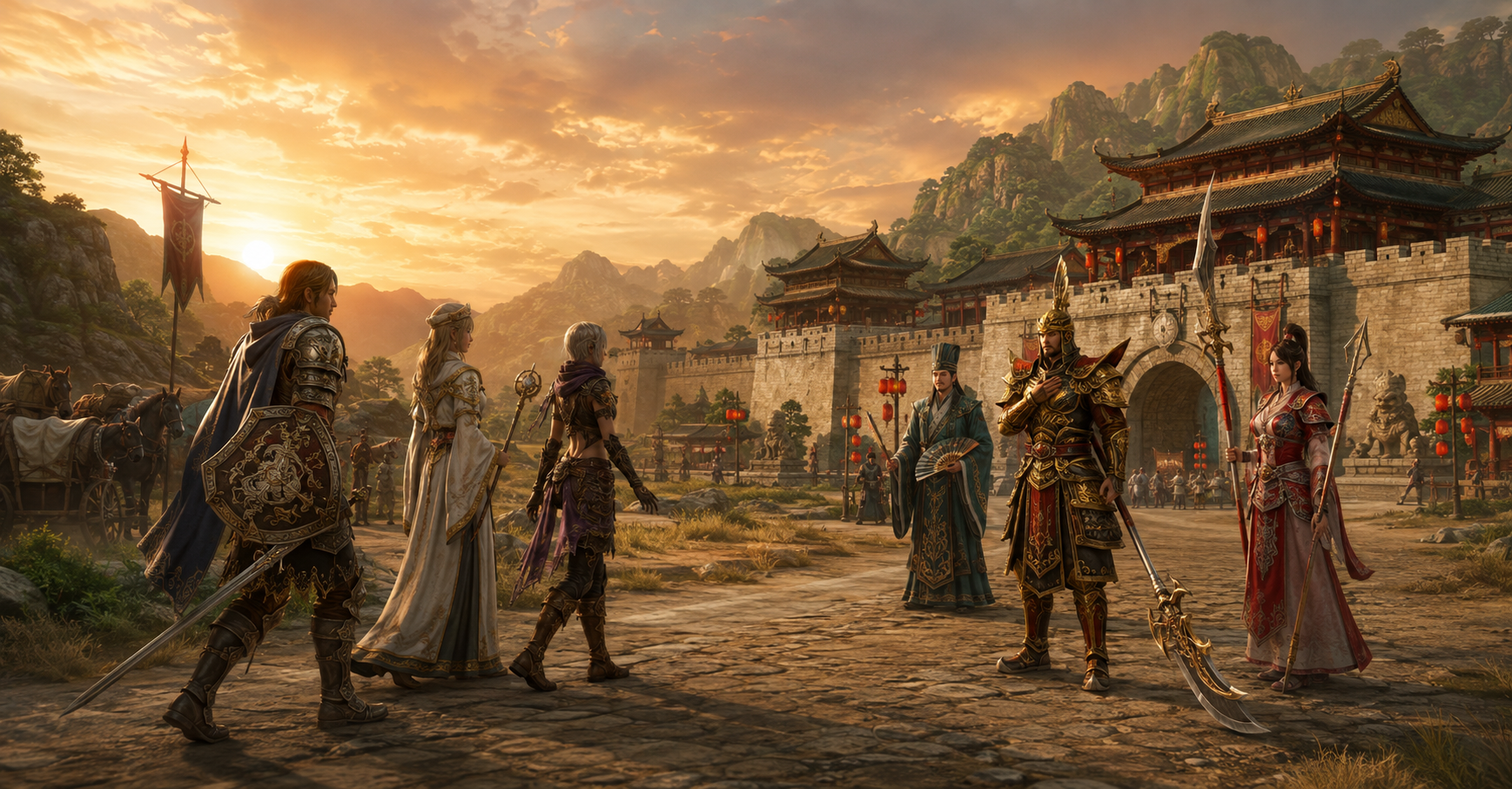 European adventurers arrive at the gates of Jangan and meet Chinese adventurers